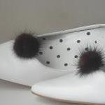 Genuine Mink Fur Ball Shoe ..
