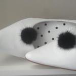 Genuine Mink Fur Ball Shoe ..