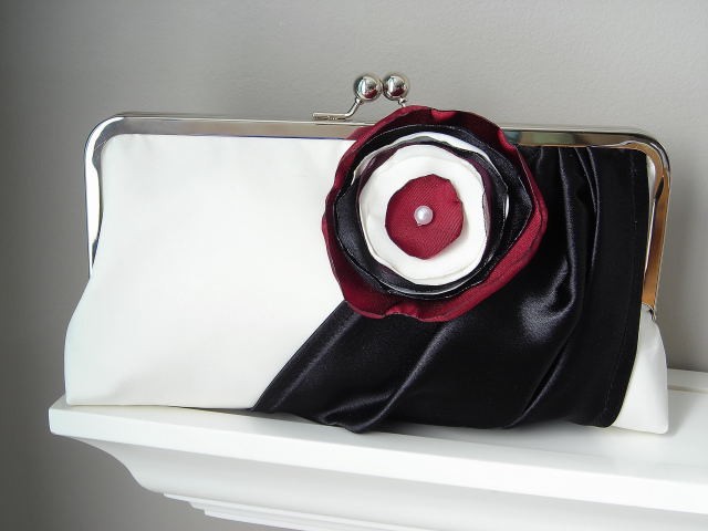 Modern Bride - Satin Bridal Clutch - Customized in your own Wedding Colors