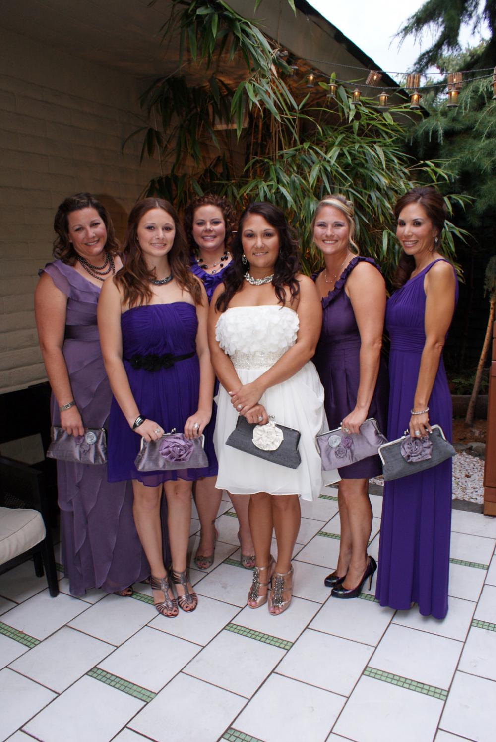 Yvonne Modern Bridal Dupioni Silk Clutch with Silk Flower Accent - Customizable in the Color of your Choice