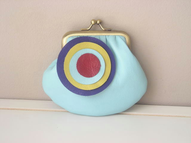 Cute Leather Coin Purse in Baby Blue
