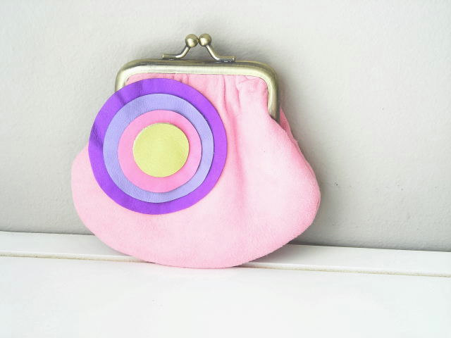 Cute Suede Leather Coin Purse in Light Pink