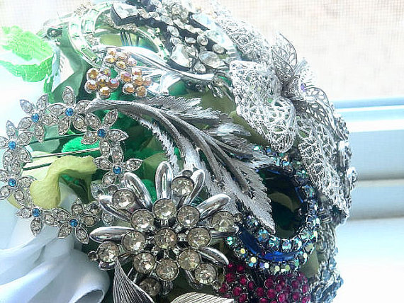 Vintage Rhinestone Brooch Bridal Bouquet - One of a Kind Heirloom for your Wedding Day - Ready to Ship