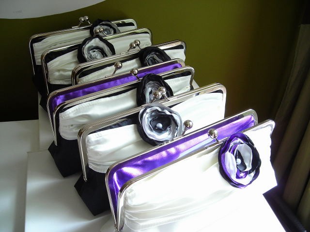 Modern Bride Bridal and Bridesmaids' Clutch in Satin Customized in your own Wedding Colors