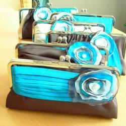 Modern Bride Bridal and Bridesmaids' Clutch in Satin Customized in your own Wedding Colors
