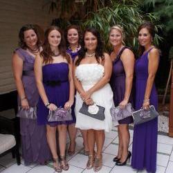 Yvonne Modern Bridal Dupioni Silk Clutch with Silk Flower Accent - Customizable in the Color of your Choice