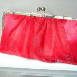 Nicole Evening Clutch in Deep Red with Sparkle Sash - READY TO SHIP or Customizable in the Color of your Choice